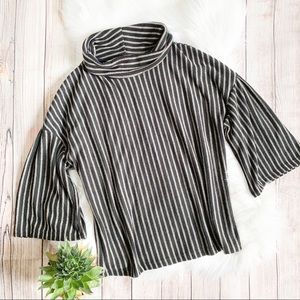 W5 Striped Cowl Neck Blouse